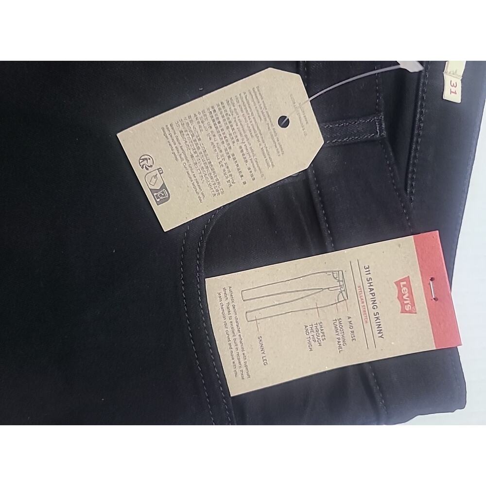 Levis 311 Shaping Skinny Jeans Stretch Modern Mid Rise Black Size 31 x 28 New - Picture 7 of 8